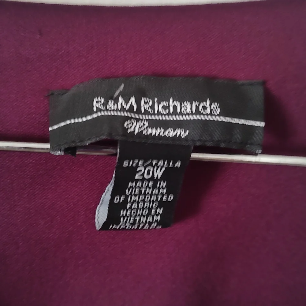 WRAP SHEATH DRESS R&M RICHARDS PURPLE Faux VELVET  SIZE 20W WOMEN  Bell Sleeves - Picture 4 of 12